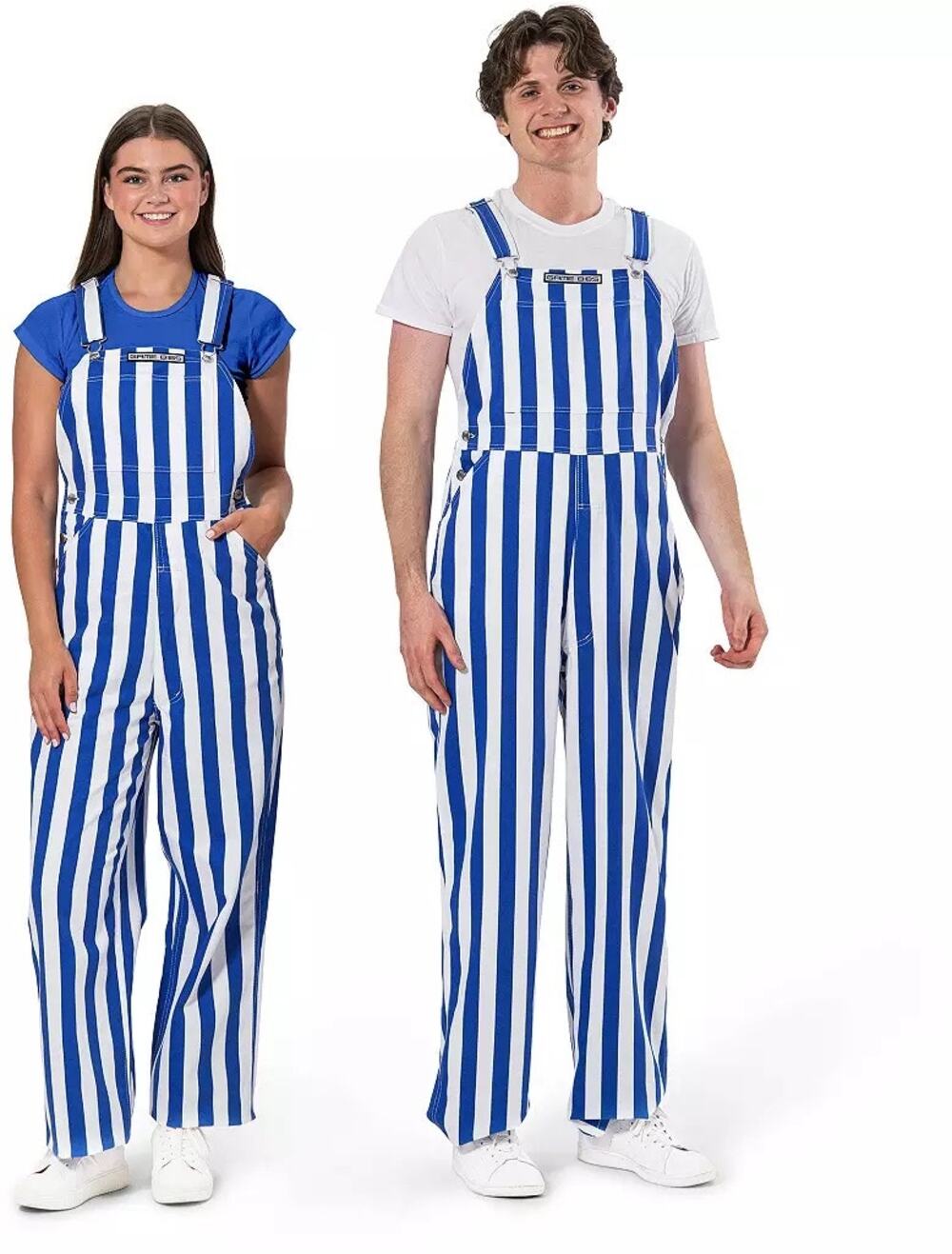 NWT Adult Game Bibs Unisex Tailgating Overalls Royal Blue White Stripe Size XS